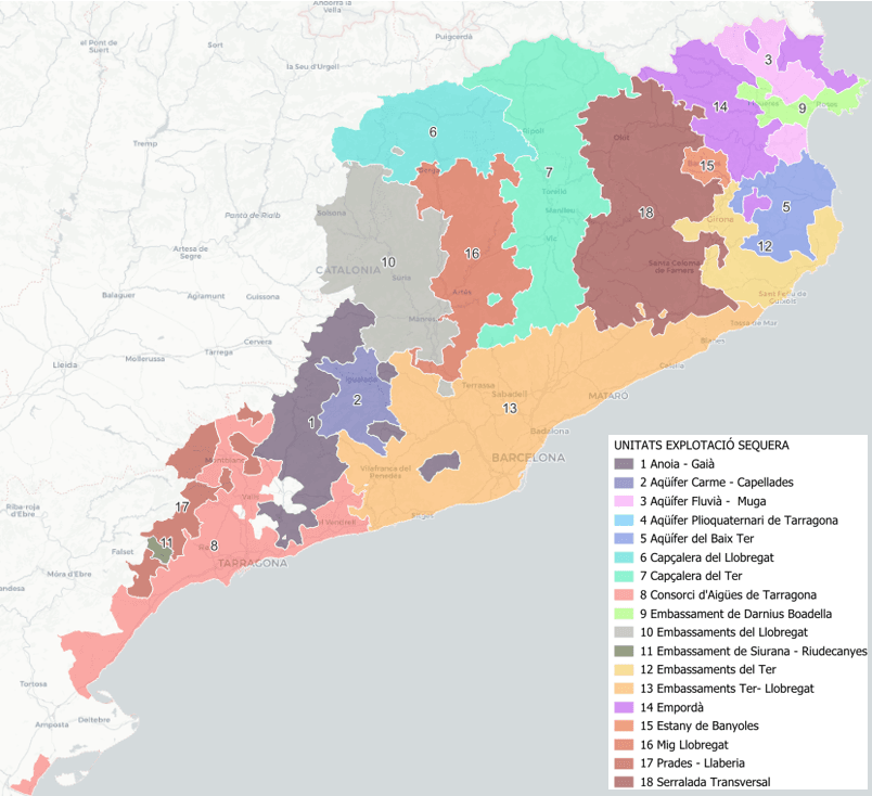 Unidades de explotación definidas en el PES