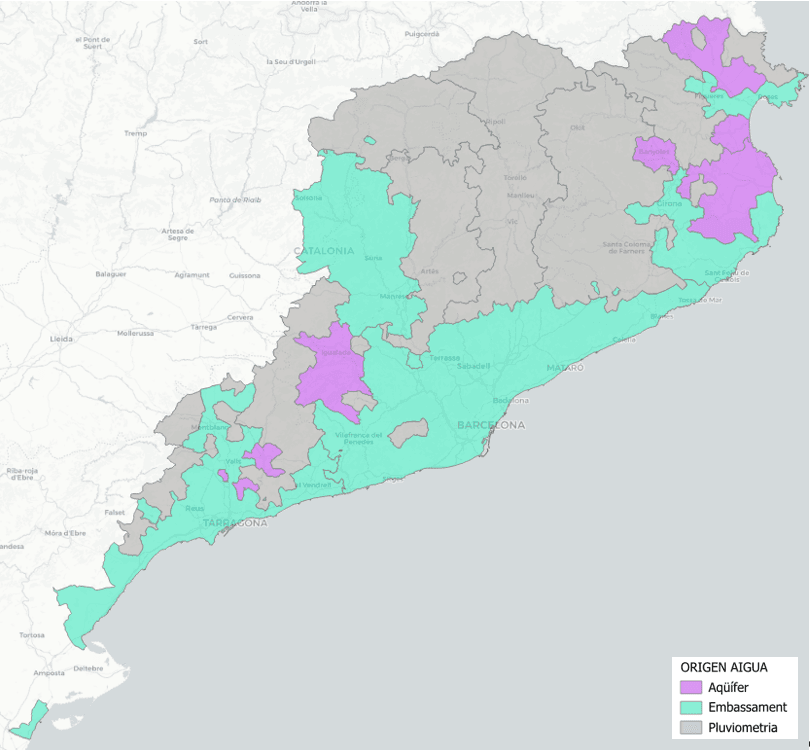 Unidades de explotación en función del origen de las reservas de agua